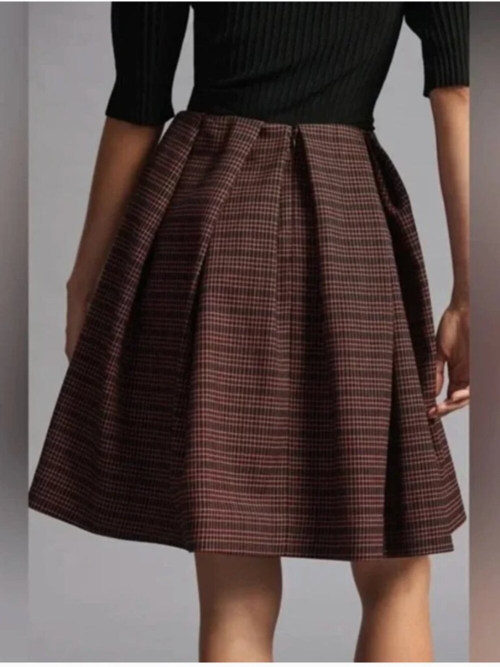 NWT Anthropologie Exquise Plaid A line Skirt Rust Plaid | XL